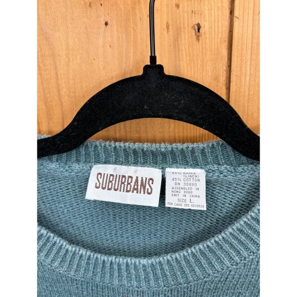 Suburbans Women’s Vintage Sweater Green Geometric Pattern Size L EUC - Picture 3 of 4